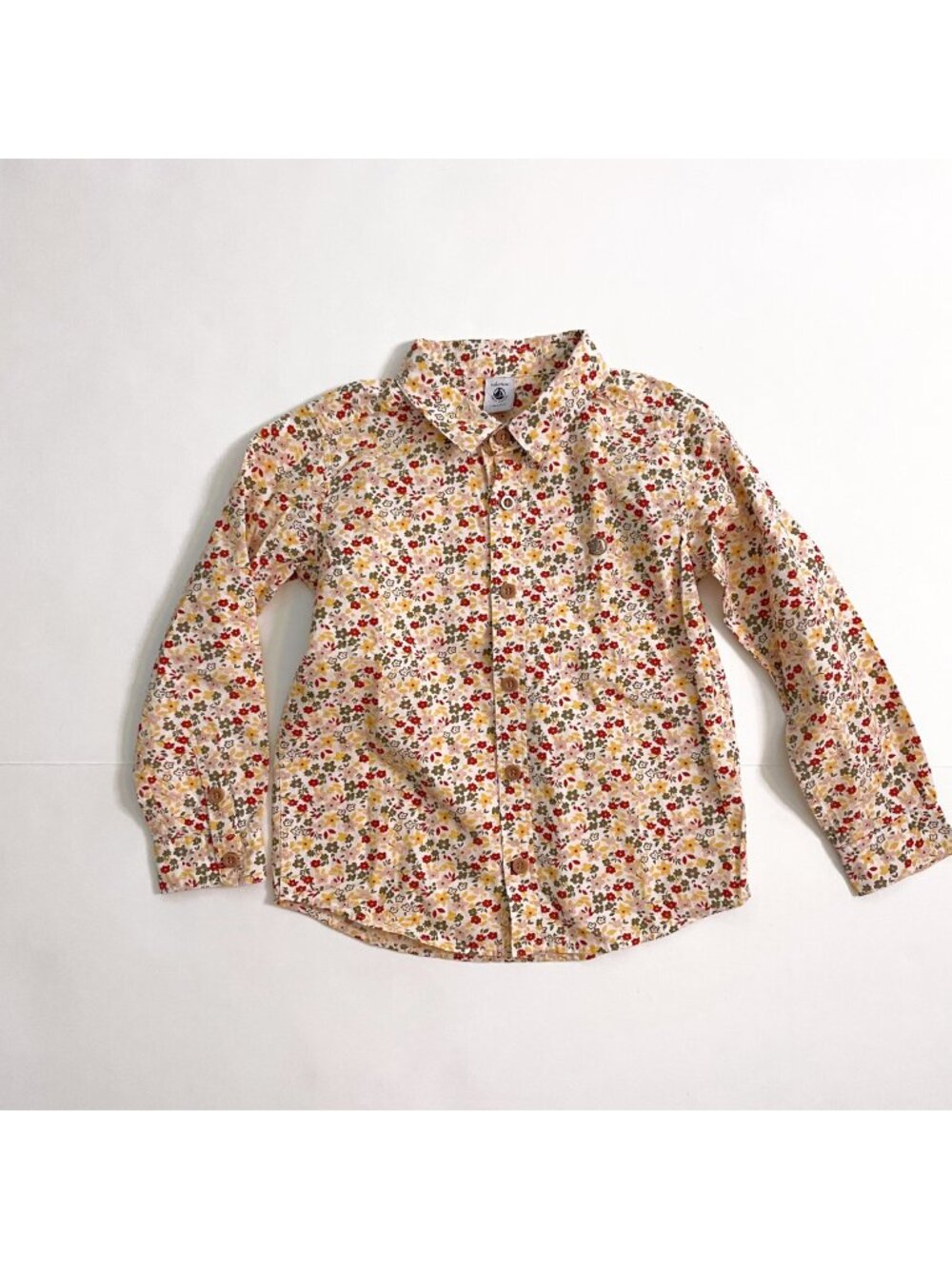 Petit Bateau Girls Floral Print Button Front Blouse, Size 6